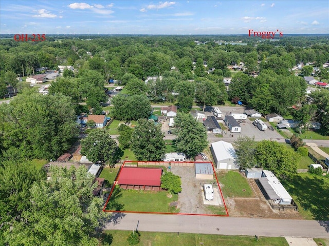 11350 Powhatan Path, Lakeview, OH 43331 - aerial perspective of suburban area with property boundaries highlighted and a forest