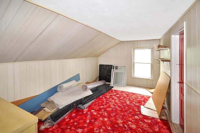 332 N Main St, New Madison, OH 45346 - bedroom featuring vaulted ceiling and wooden walls