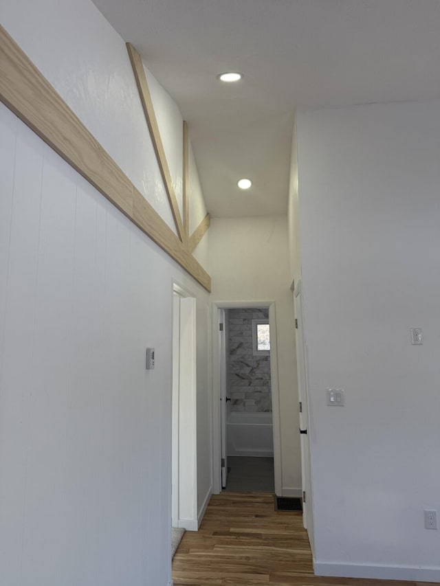 hall featuring dark hardwood / wood-style floors