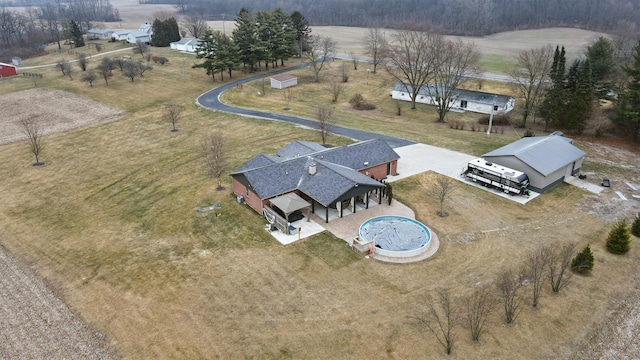 bird's eye view with a rural view