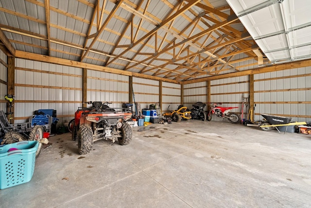 garage with metal wall