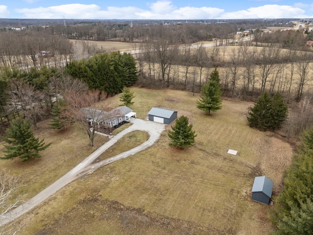 aerial view with a rural view