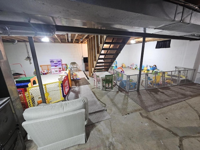 2973 Kicking Bird Trce, Dublin, OH 43017 - unfinished below grade area featuring stairs and concrete block wall