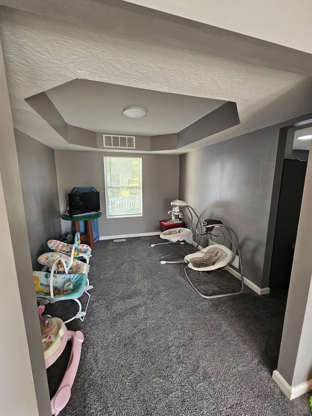 2973 Kicking Bird Trce, Dublin, OH 43017 - recreation room with a raised ceiling and carpet