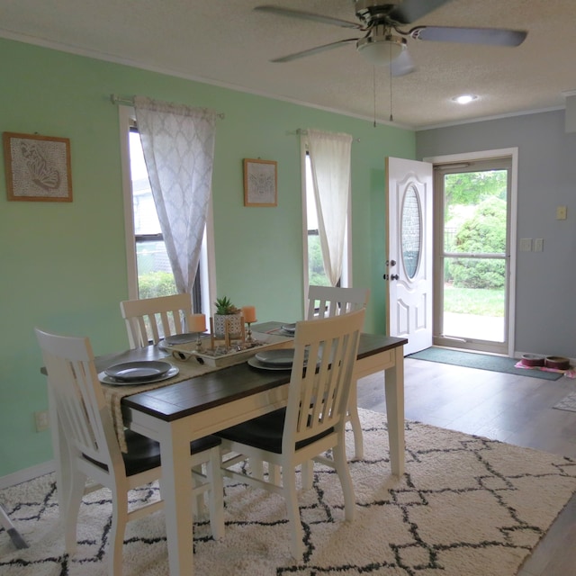1084 Colonial Dr, Sidney, OH 45365 - dining room with crown molding, ceiling fan, and wood finished floors