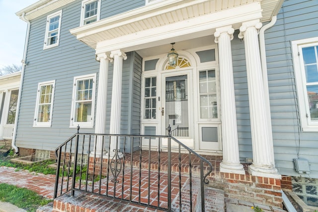 property entrance with a porch