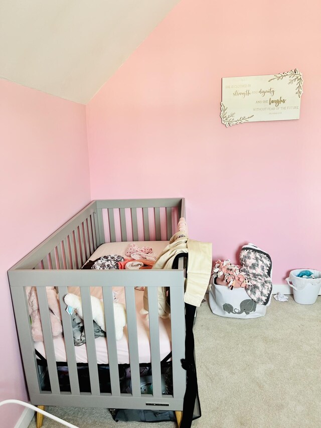 201 Clay St, Rockford, OH 45882 - bedroom with carpet flooring and vaulted ceiling