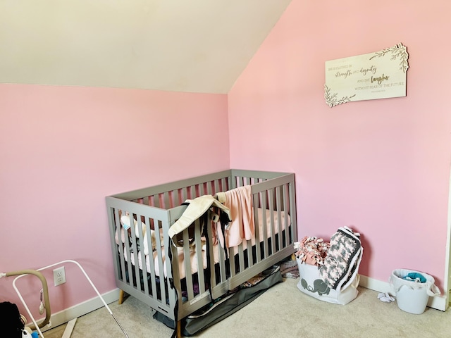 201 Clay St, Rockford, OH 45882 - carpeted bedroom featuring vaulted ceiling and baseboards