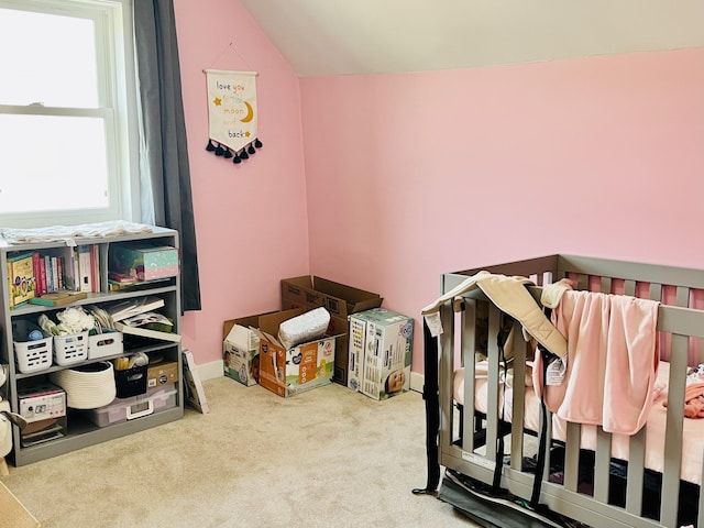 201 Clay St, Rockford, OH 45882 - carpeted bedroom featuring vaulted ceiling and baseboards