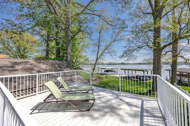 9342 State Route 368, Huntsville, OH 43324 - wooden terrace featuring a water view and a yard