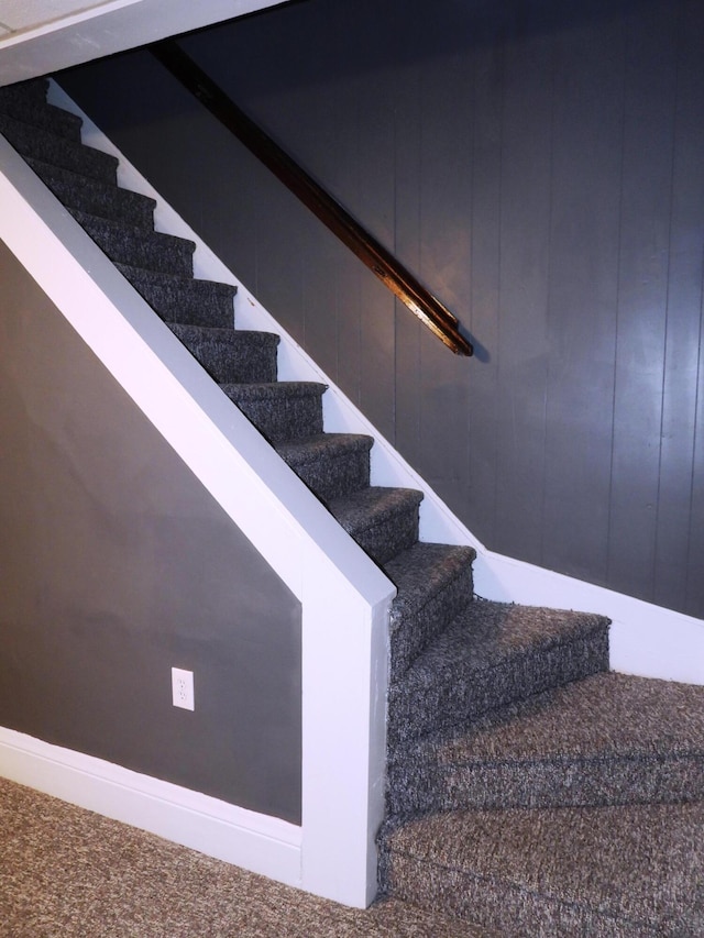 stairway with carpet flooring