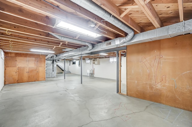 basement with heating unit