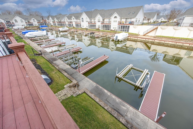 view of dock featuring a water view