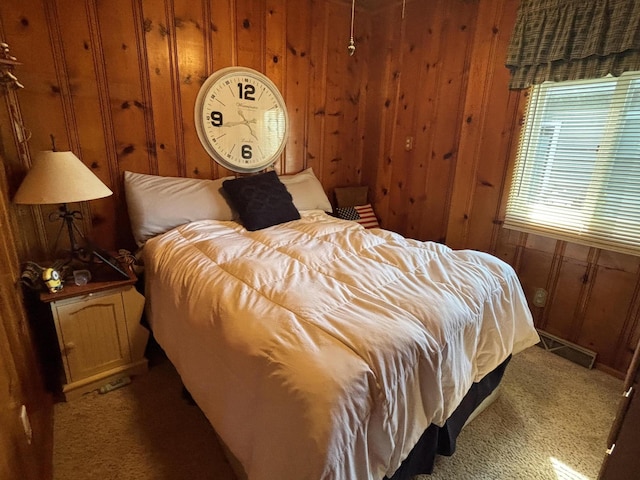 9029 Maple St, Huntsville, OH 43324 - bedroom with carpet and wood walls
