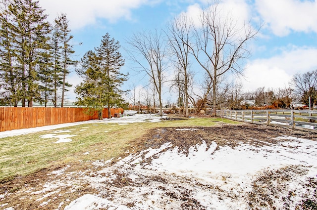 view of yard with a fenced backyard