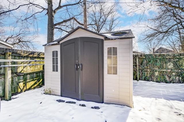 view of snow covered structure