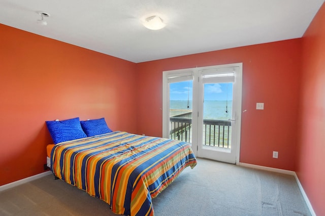9113 Lake Ave, Huntsville, OH 43324 - carpeted bedroom with access to exterior and a water view