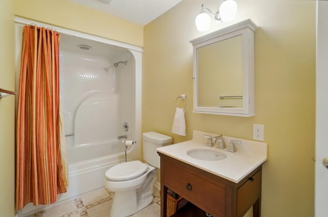 9113 Lake Ave, Huntsville, OH 43324 - full bath with vanity, tile patterned flooring, and shower / tub combo with curtain