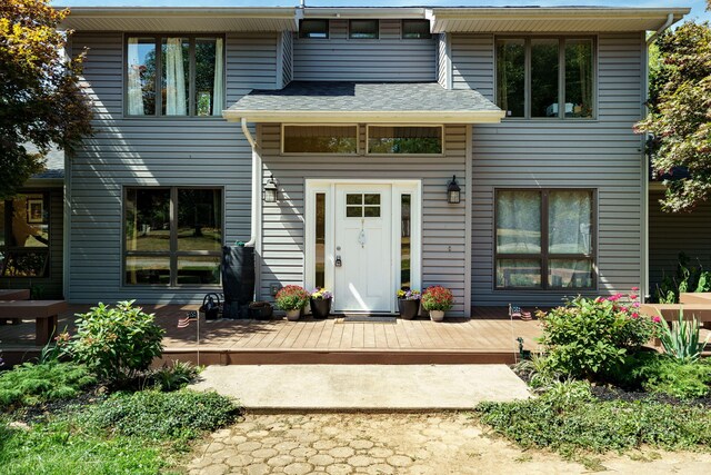 view of front of home with a deck