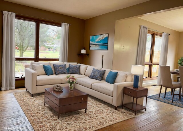 living room featuring light hardwood / wood-style flooring