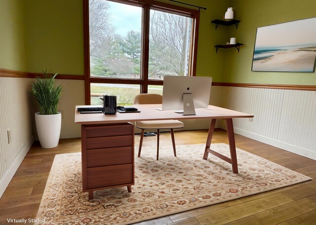 office space featuring light hardwood / wood-style flooring