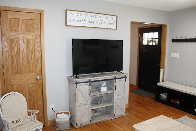 living room with wood finished floors