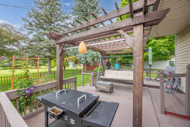 844 Reservoir Rd, Bellefontaine, OH 43311 - view of patio featuring a pergola and a deck