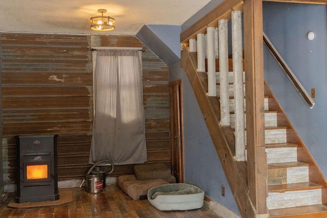 stairs with wooden walls