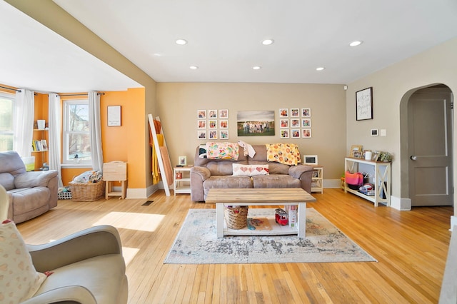 living room featuring light hardwood / wood-style floors