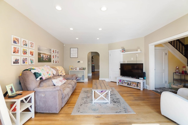 living room featuring light hardwood / wood-style floors