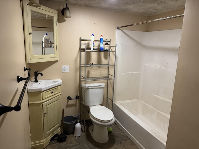 full bathroom with shower / bath combination, vanity, and toilet