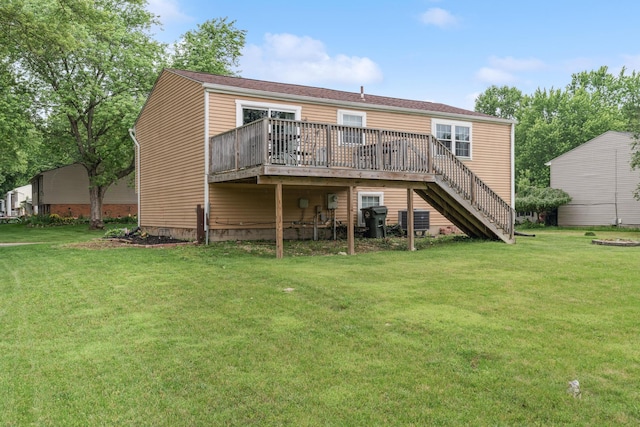 101 Westrock Farm Dr, Union, OH 45322 - rear view of house with a deck, a yard, and stairs