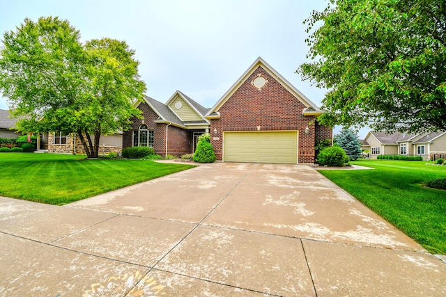1205 Daylily Way, Troy, OH 45373 - traditional home featuring a front lawn, brick siding, concrete driveway, and a garage