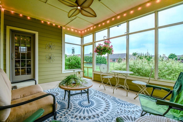 1205 Daylily Way, Troy, OH 45373 - sunroom / solarium with carpet and ceiling fan