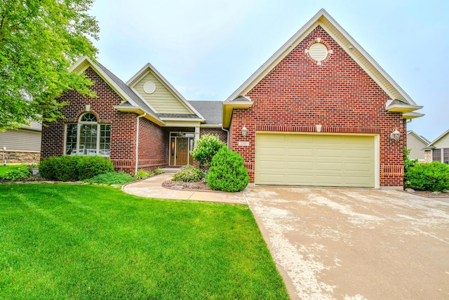 1205 Daylily Way, Troy, OH 45373 - traditional-style home with brick siding, a front lawn, and driveway