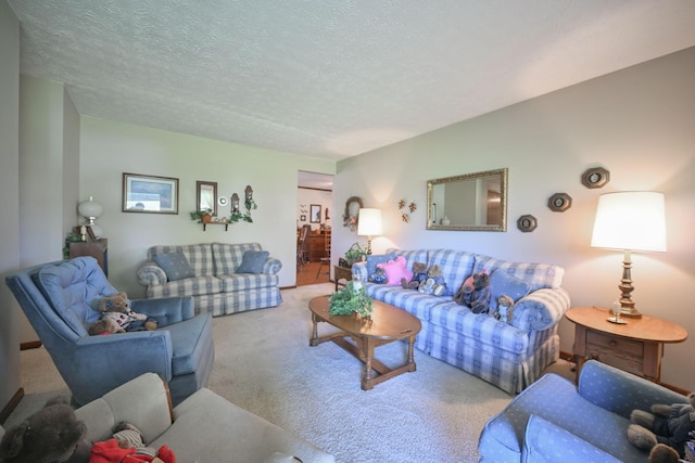 5283 Willow Dale Rd, Urbana, OH 43078 - carpeted living area featuring a textured ceiling