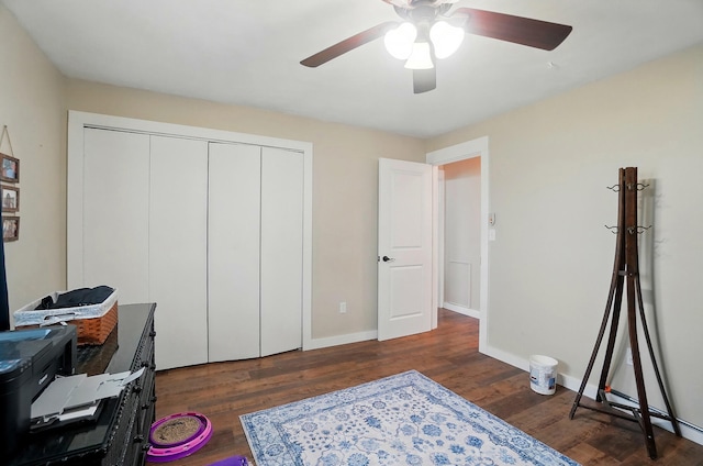 2206 State Route 56, London, OH 43140 - bedroom featuring wood finished floors, a closet, baseboards, and a ceiling fan