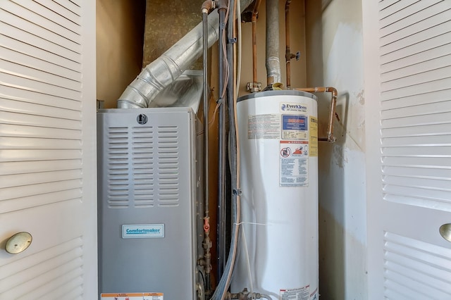 utility room featuring water heater