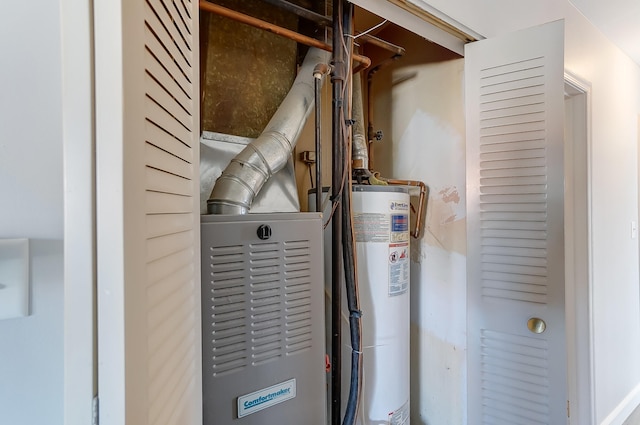 utility room featuring gas water heater