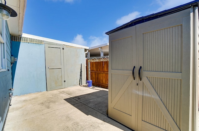 view of shed