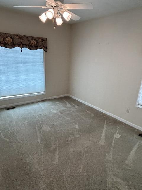 207 Meadowbrook Ln, Saint Marys, OH 45885 - empty room with a ceiling fan, baseboards, and carpet flooring