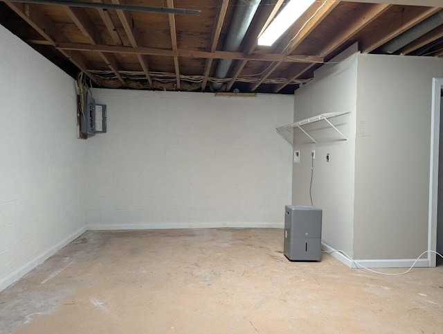 1124 Bookwalter Ave, New Carlisle, OH 45344 - unfinished below grade area with electric panel and concrete block wall
