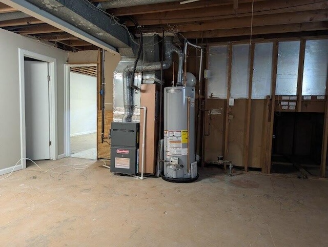 1124 Bookwalter Ave, New Carlisle, OH 45344 - unfinished basement featuring gas water heater and heating unit