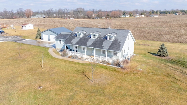 drone / aerial view with a rural view