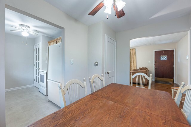 306 S 7th St, Miamisburg, OH 45342 - dining room with a ceiling fan and baseboards