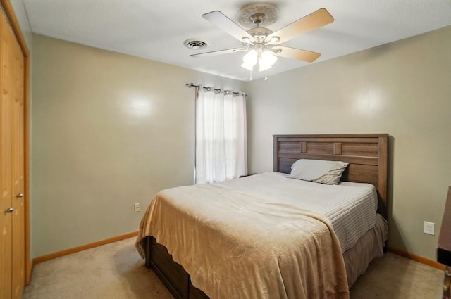 1820 Bishop Ln, Findlay, OH 45840 - bedroom featuring light colored carpet, baseboards, and a ceiling fan