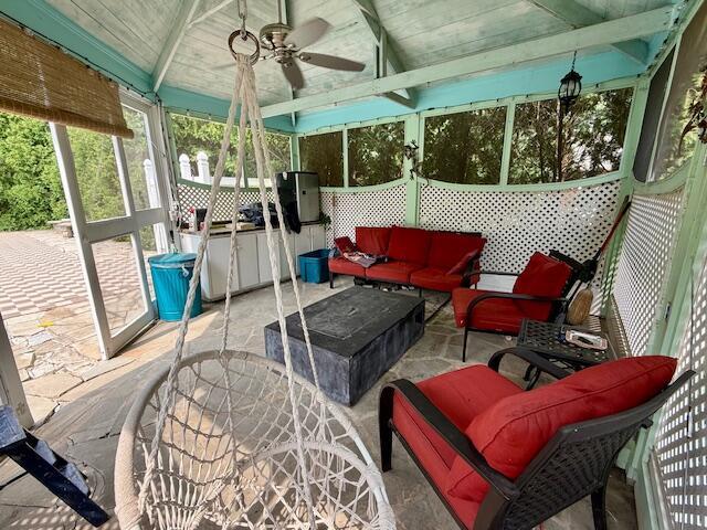 1337 Stratford Dr, Piqua, OH 45356 - sunroom with an outdoor hangout area and ceiling fan