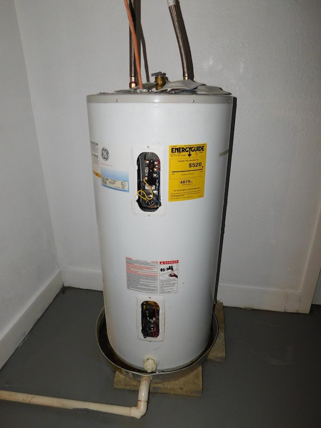 utility room featuring water heater