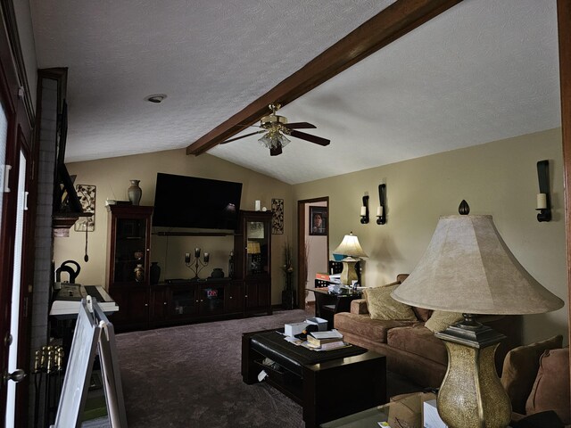 1308 Stonyridge Ave, Troy, OH 45373 - carpeted living area with ceiling fan and a textured ceiling