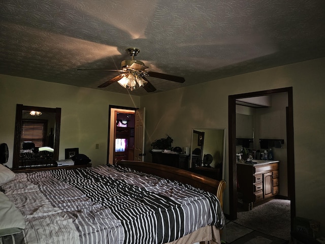 1308 Stonyridge Ave, Troy, OH 45373 - carpeted bedroom with a textured ceiling and a ceiling fan